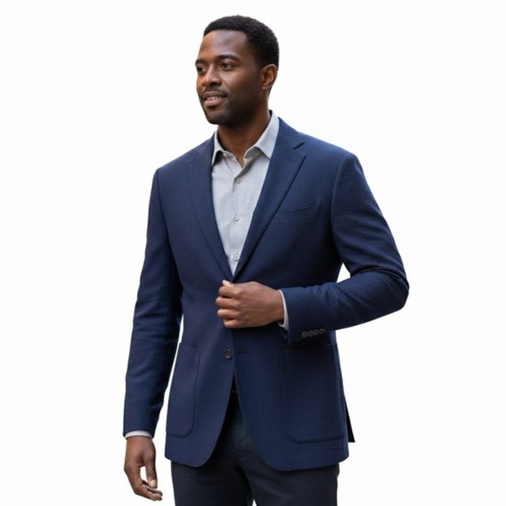 Stafford Men's 48L Textured Navy 3 Button Classic Fit Sport‎ Coat Blazer NEW